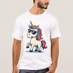 T-shirt Licorne de cartoon arc-en-ciel vintage qui dabbe v