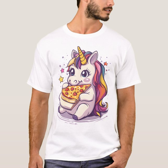 T-shirt Licorne de fête de pizza (1) (Devant)