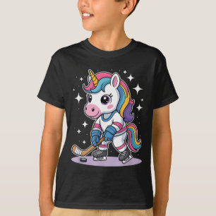 T-shirt Licorne de hockey sur glace Mignon Drôle Filles Hi