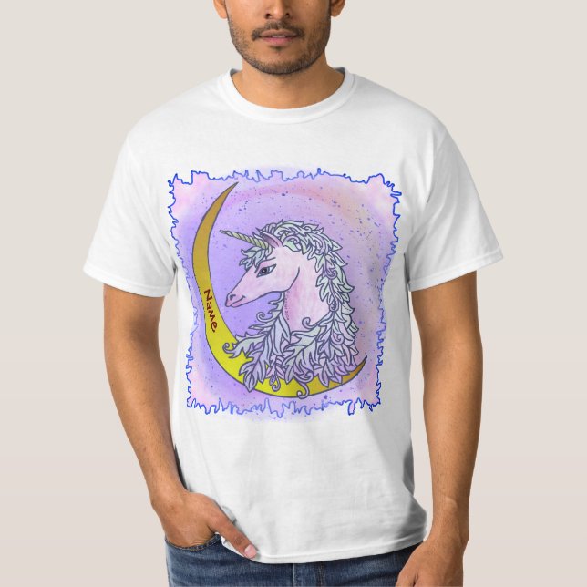 T-shirt Licorne de Lune de Nuit Violette (Devant)