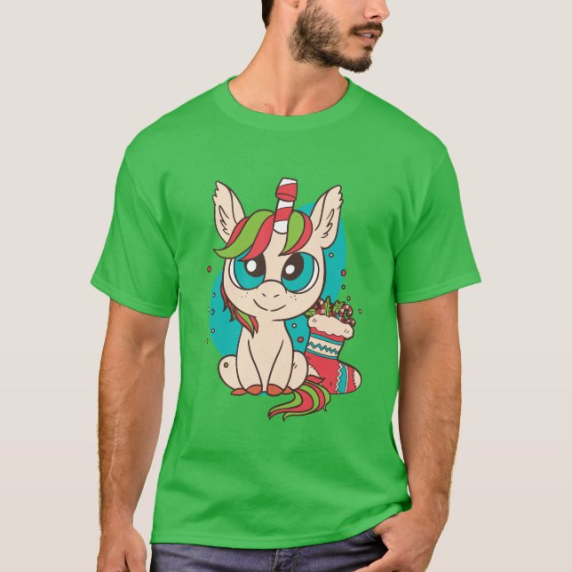 T-shirt Licorne de Noël (Devant)