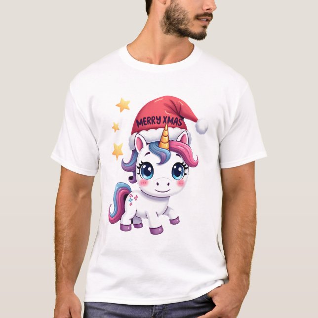 T-Shirt Licorne de Noël (2) (Devant)
