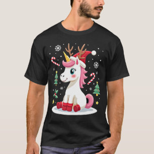 T-shirt Licorne de Noël Mignonne Magique Xmas Fillettes 