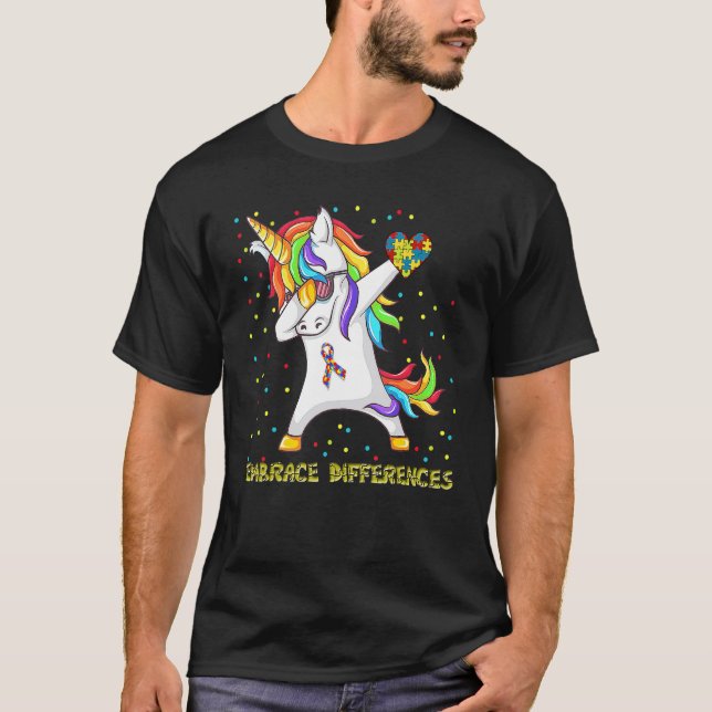 T-shirt Licorne de puzzle de dabbing de différences Embras (Devant)