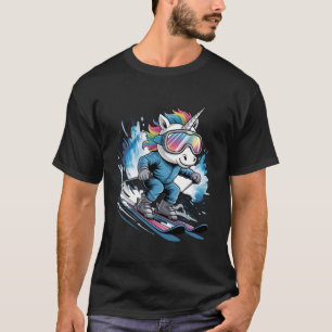 T-shirt Licorne de ski skieur de sport d'hiver drôle de sk