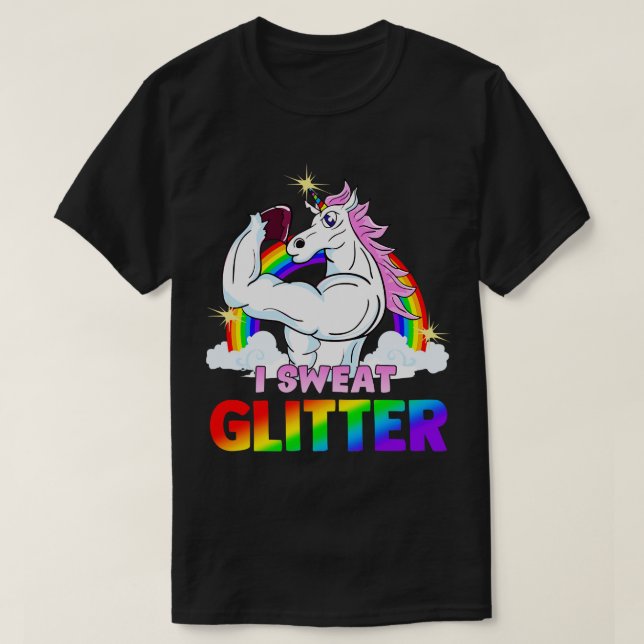 T-shirt Licorne de Workout Magique I Sueur Paillettes Gym  (Design devant)