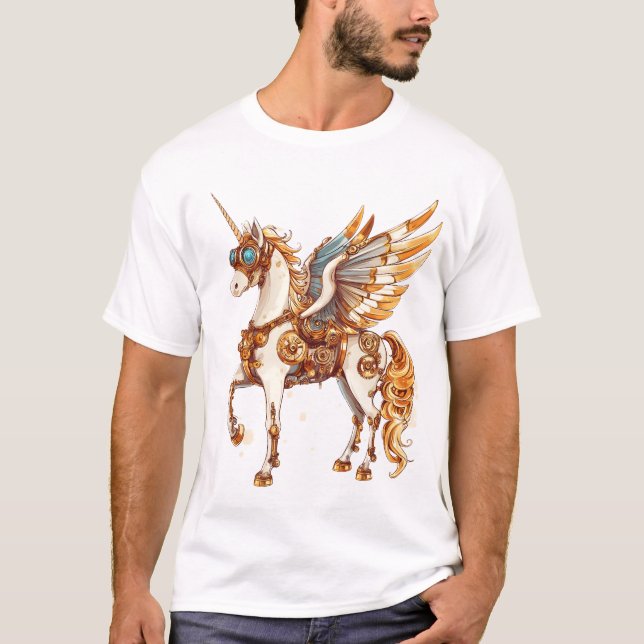T-shirt Licorne d'engrenages Steampunk (1) (Devant)