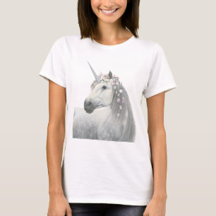 T-shirt Licorne d'esprit avec des fleurs dans la crinière