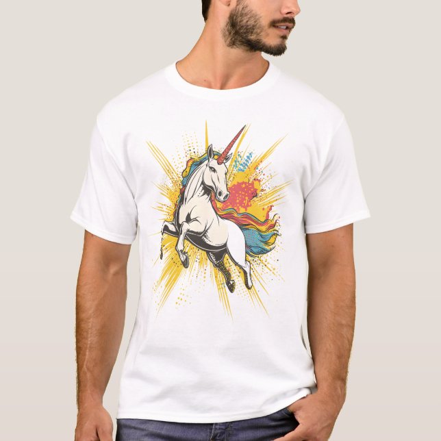 T-shirt Licorne d'explosion de bande dessinée (1) (Devant)