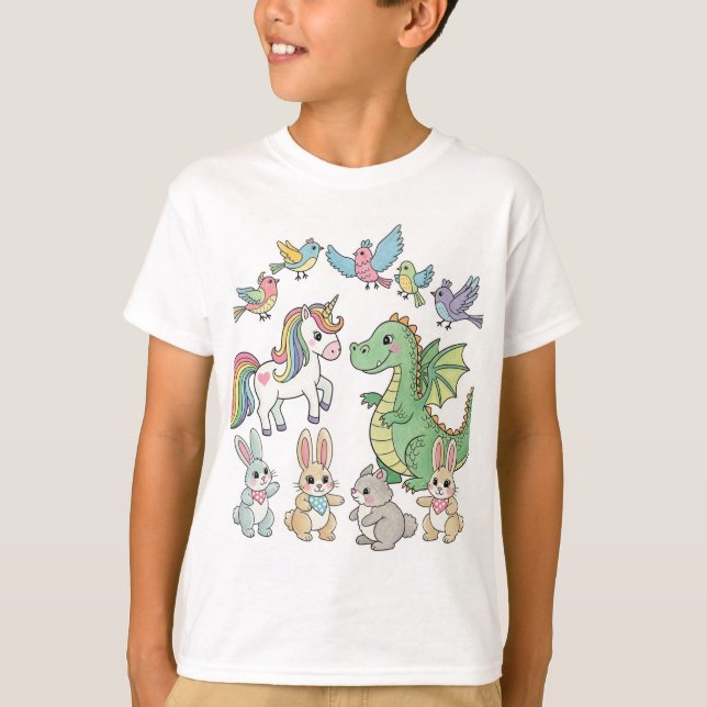 T-shirt Licorne & Dragon pour Enfants – Double Des (Devant)