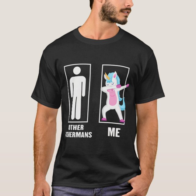 T-shirt Licorne drôle faisant le dab devant d'autres pêche (Devant)