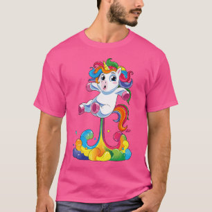 T-shirt Licorne Drôle Magique Pet Licorne Petant Arc-en-ci