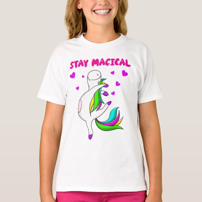 T-shirt LICORNE DRÔLE Restez Magique (Devant)