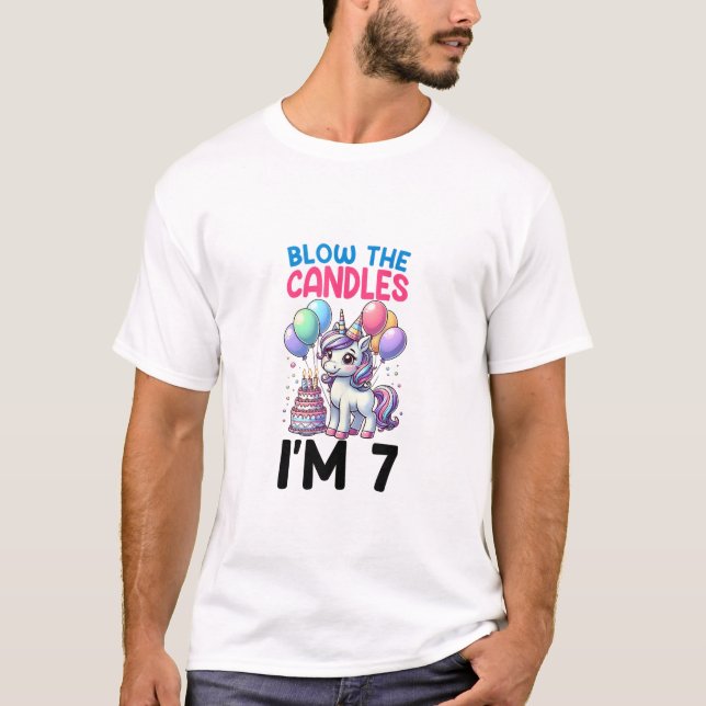 T-shirt Licorne Enfants 7ème Anniversaire Garçon 7 (Devant)