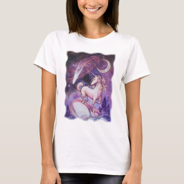 T-shirt Licorne et le ciel nocturne (Devant)