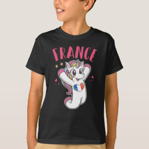 T-shirt Licorne fan de football France avec drapeau coeur