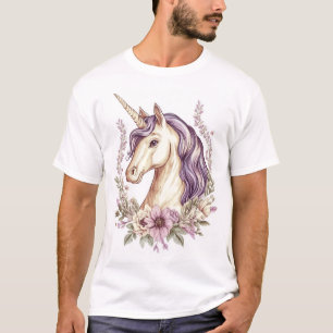 T-shirt Licorne Fantaisie Florale  (1)