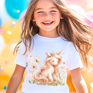 T-shirt Licorne fleur sauvage pastel fantaisiste