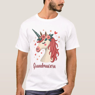 T-shirt Licorne Florale Anniversaire Grandmacorn Vintage G