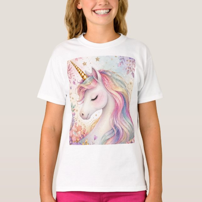 T-shirt Licorne Florale Pastel (Devant)