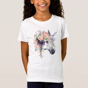 T-Shirt Licorne habillée florale