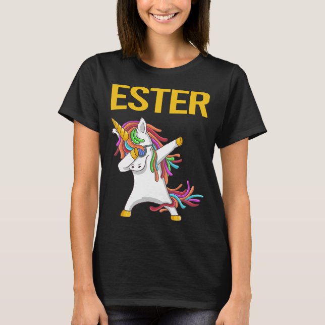 T-shirt Licorne Heureuse - Nom Ester (Devant)