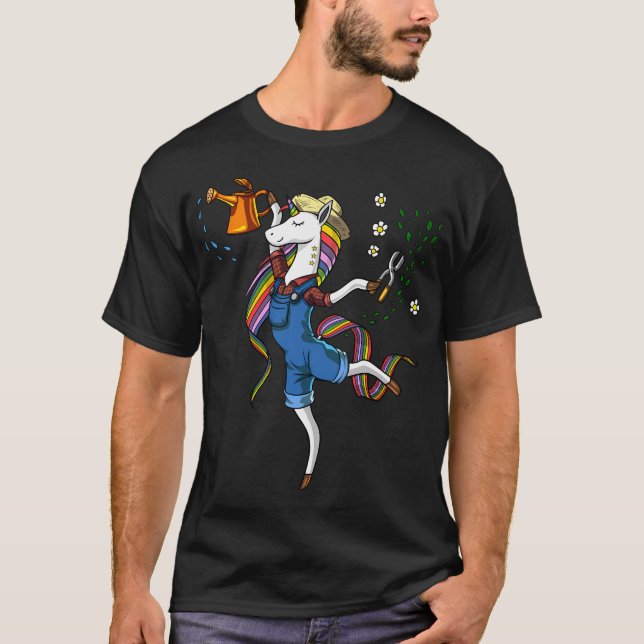 T-shirt Licorne Jardinier Végétalien (Devant)