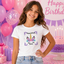 T-Shirt Licorne Joyeux Anniversaire Personnalisé p