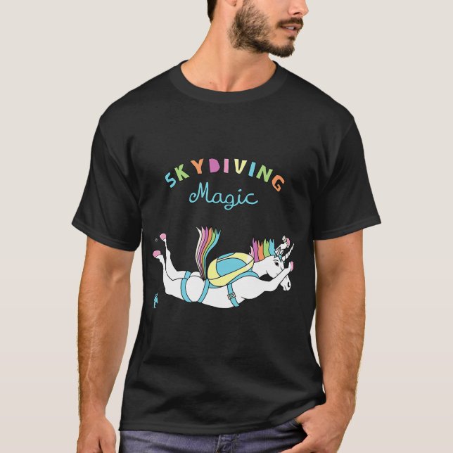 T-shirt Licorne magique de parachutisme (Devant)
