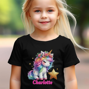 T-shirt Licorne magique étoile pailletée enfants noir