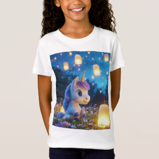 T-Shirt Licorne Magique Mignonne avec Lanternes