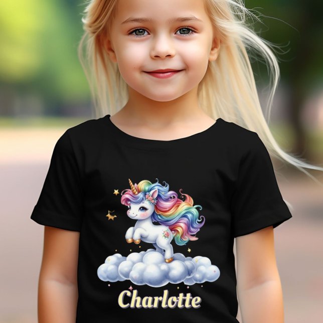 T-shirt Licorne magique nuage nom noir scintillant (Créateur téléchargé)