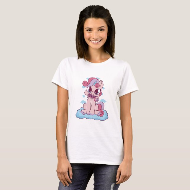 T-shirt Licorne mangeant des bonbons (Devant entier)
