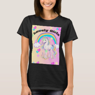 T-shirt Licorne Mignonne Arc-en-Ciel Étoiles & Cœurs Fanta