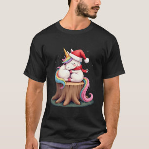 T-shirt Licorne Mignonne avec Écharpe Noël T-S