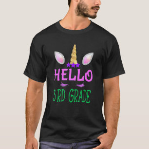 T-shirt Licorne Mignonne Bonjour Enseignant Élève de 3e An