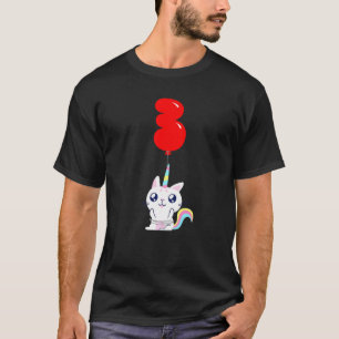 T-shirt Licorne Mignonne Chat  3ème Anniversaire  Fête de 