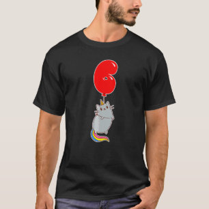 T-shirt Licorne Mignonne Chat  6ème Anniversaire  Fête de 