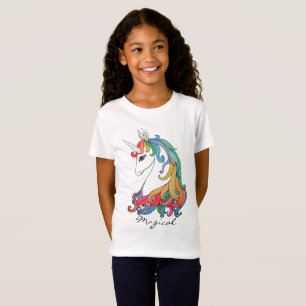 T-Shirt Licorne mignonne d'arc-en-ciel d'aquarelle