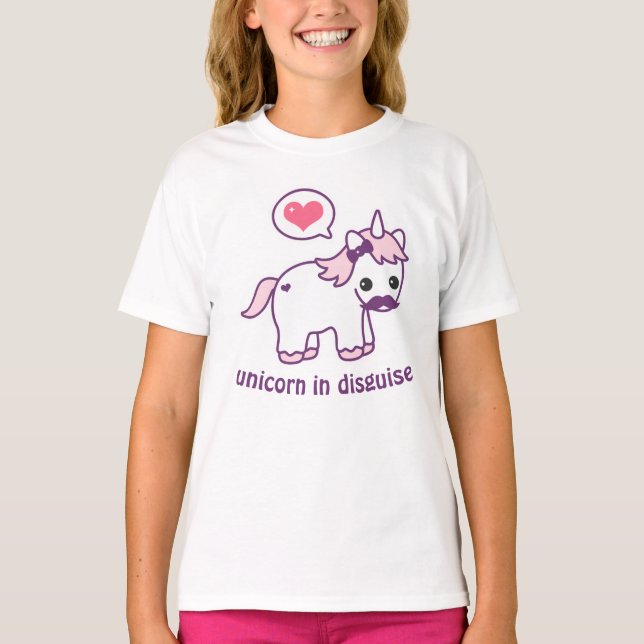 T-shirt Licorne mignonne de moustache (Devant)
