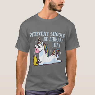 T-shirt Licorne Mignonne Lisant un Livre Bibliothécaire Am