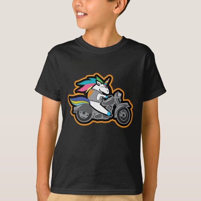 T-shirt Licorne - moto drôle Motorbiker de motard (Devant)