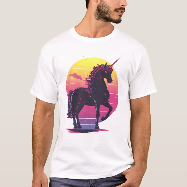 T-shirt Licorne néon Rétro 80 (1) (Devant)