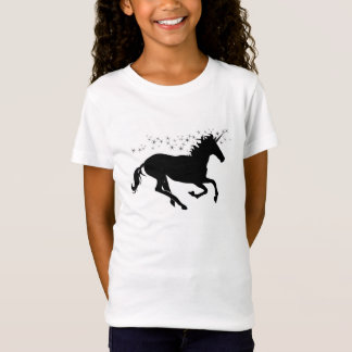 T-Shirt Licorne noire avec les étoiles magiques