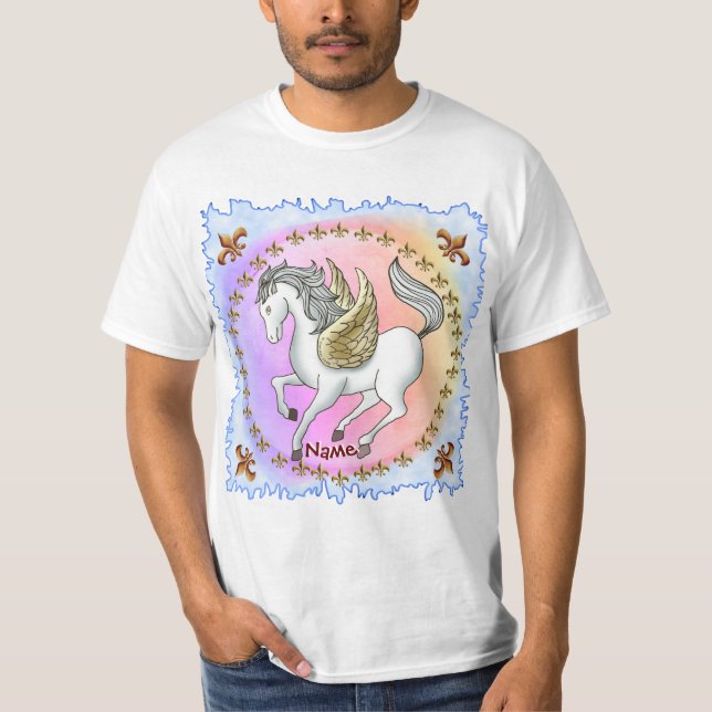 T-shirt Licorne Pégase Blanche Cabriolante (Devant)