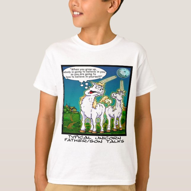 T-shirt Licorne père/fils s'amusent ensemble (Devant)