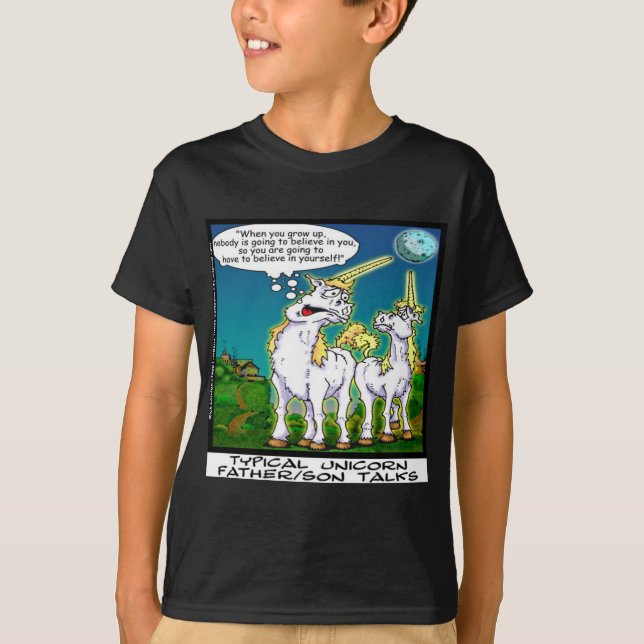 T-shirt Licorne père/fils s'amusent ensemble (Devant)