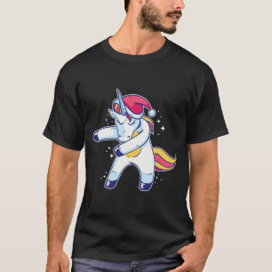 T-shirt Licorne Père Noël Flossing dans la neige