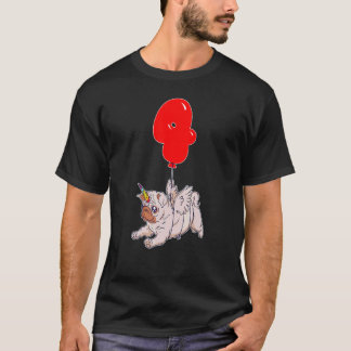 T-shirt Licorne Pug Mignonne 4ème Anniversaire Fête de B