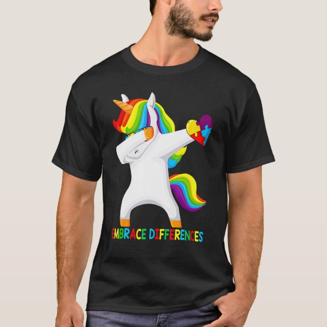 T-shirt Licorne qui Dab Puzzle Accepter les Différences Au (Devant)